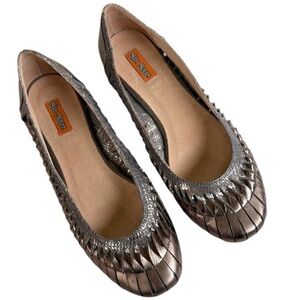 EUC Miz Mooz Leather Twist Flats Gold Size 8
